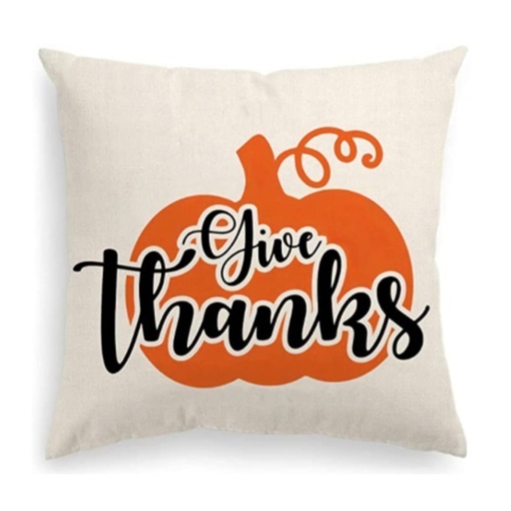 Give Thanks Autumn Fall Pillow Cover Decor
